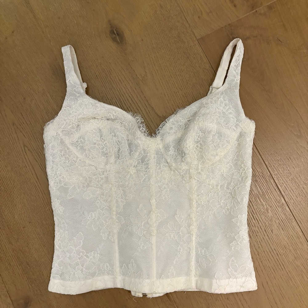 Monique lhuillier bridal valletta corset top in white Lace
